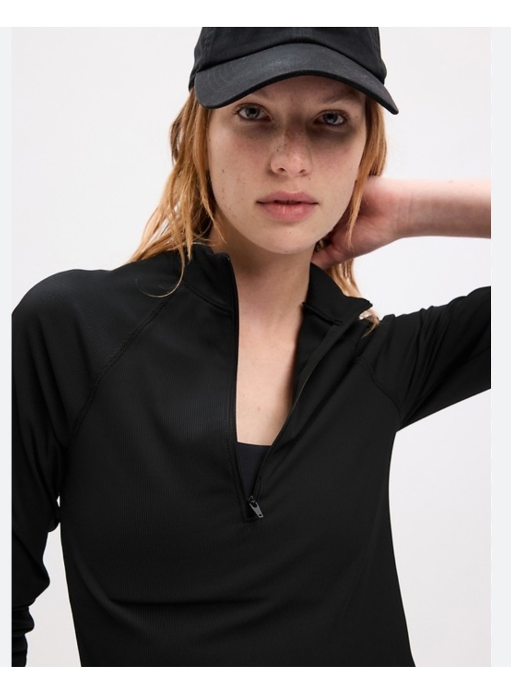 GAP Black Studio Rib 1/4 Zip Pullover